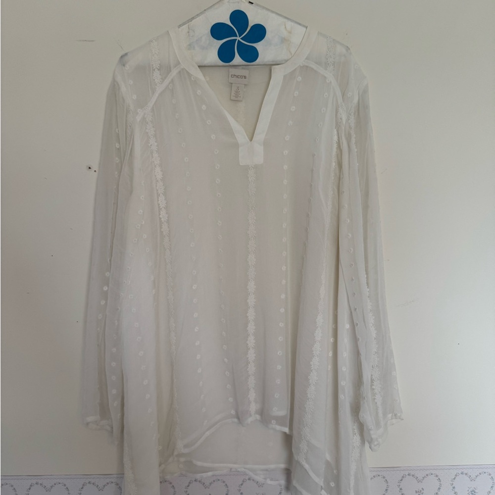 Sheer white flowy blouse